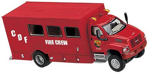 Boley CDF Fire Crew Truck - 2003 GMC Topkick 2 Axle in Red - HO Scale - Diecast and Plastic 