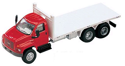 Boley 2003 GMC Topkick 3 Axle Flatbed Truck - HO Scale - Diecast and Plastic  