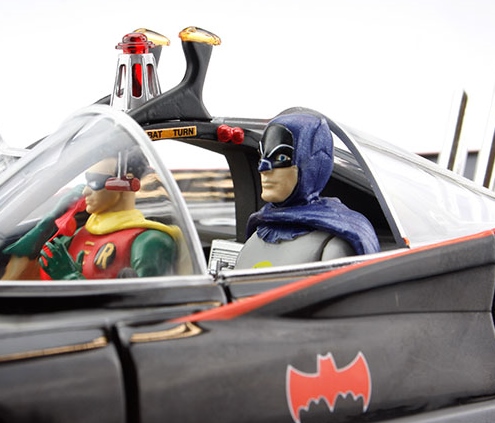  Mattel Hot Wheels Elite 1966 Batmobile from the TV show with Batman and Robin Figurines included 