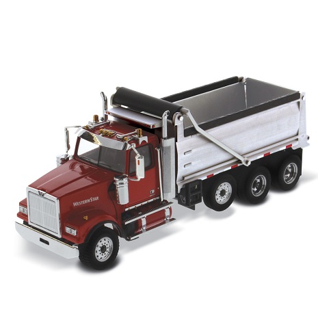 DIECAST MASTERS Western Star 4900 3-Axle SF Dump Truck - Red/Silver