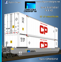 DIGCOM DESIGNS Canadian Pacific New 53' dry /smooth-side container  NEW !