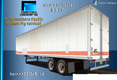 DIGCOM DESIGNS 45' ex Southern Pacific trailer Patched and weathered NEW ! 