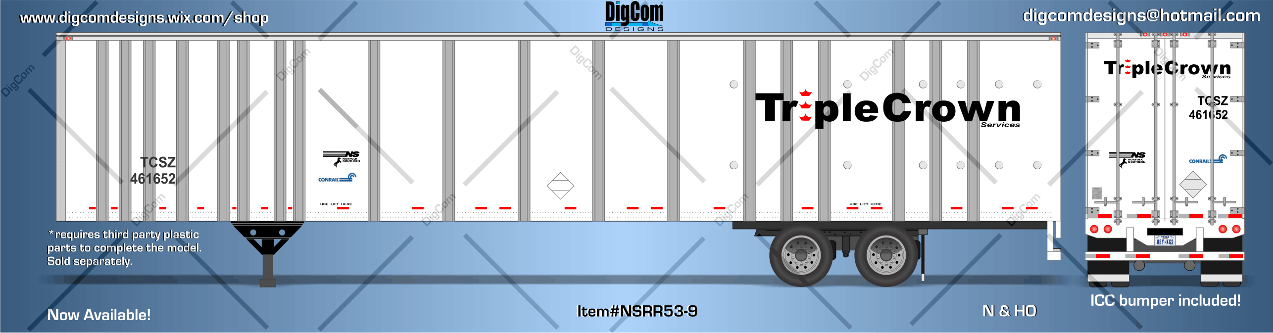 DIGCOM DESIGNS NEW RELEASE 53' NS Triple Crown RoadRailer Trailer
