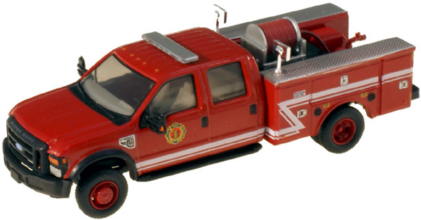 ECC  F-550 XLT DRW CREW CAB, red w/white Z- stripe brush fire truck w/black trim