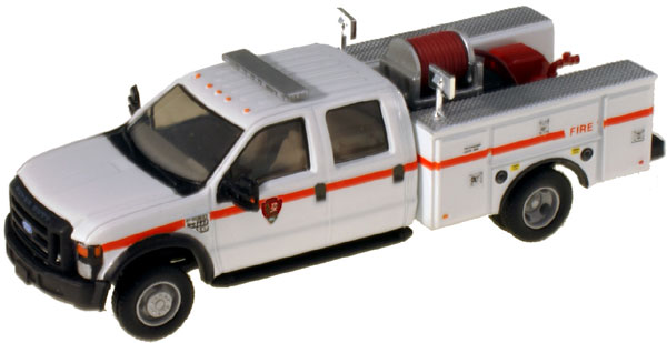ECC  F-550 XLT DRW CREW CAB, white w/red  stripe Park Service brush fire truck w/black trim