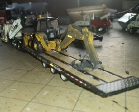 Lacy HO Custom Freightliner with Trailer Backhoe