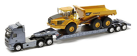 MOTORART Volvo FH12 with Lowboy Trailer Hauling a Volvo A40D Dump Truck - Premium Line 