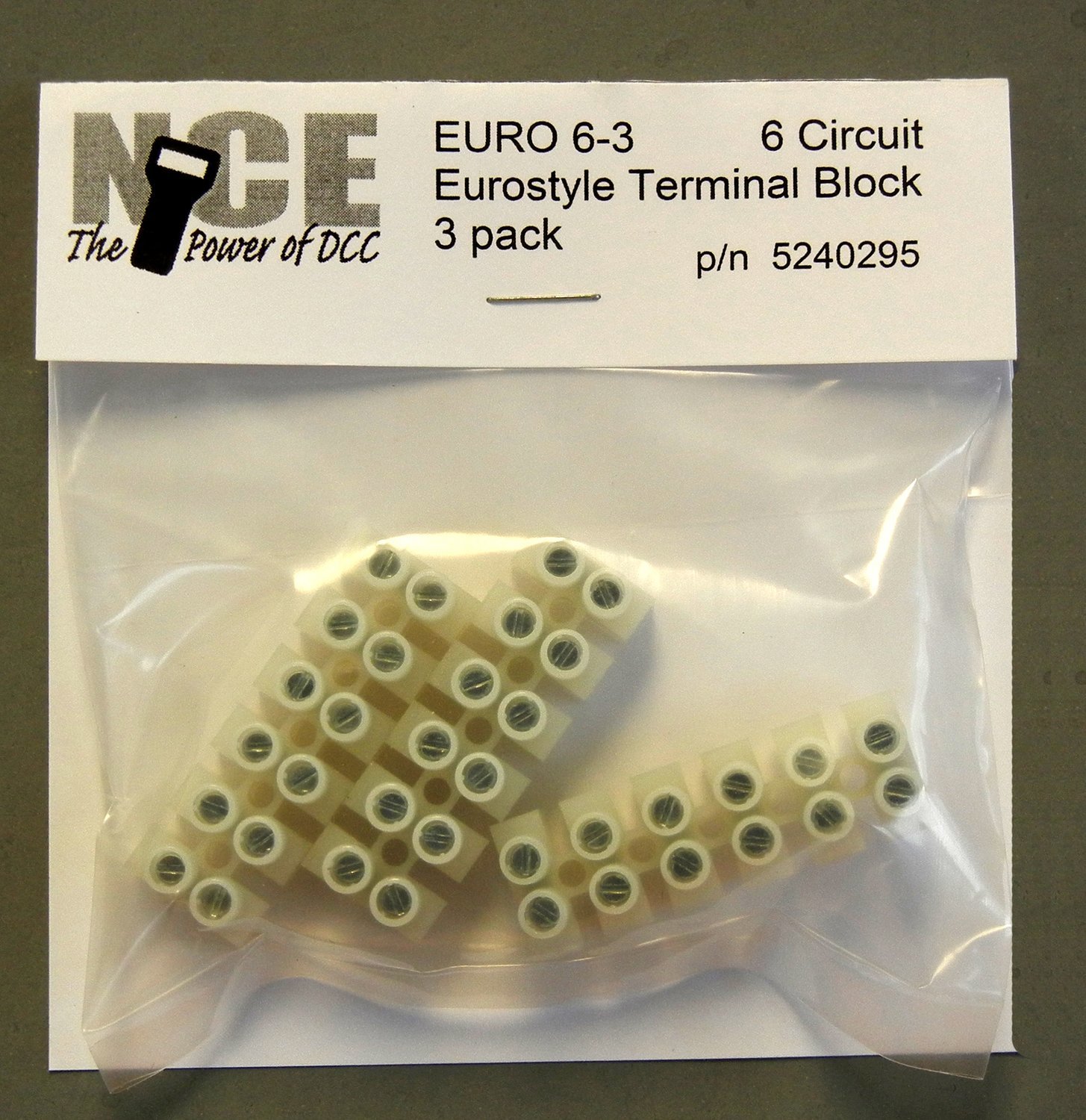 NCE 6 circuit Eurostyle Term strip, Package of 3, 14-24 AWG