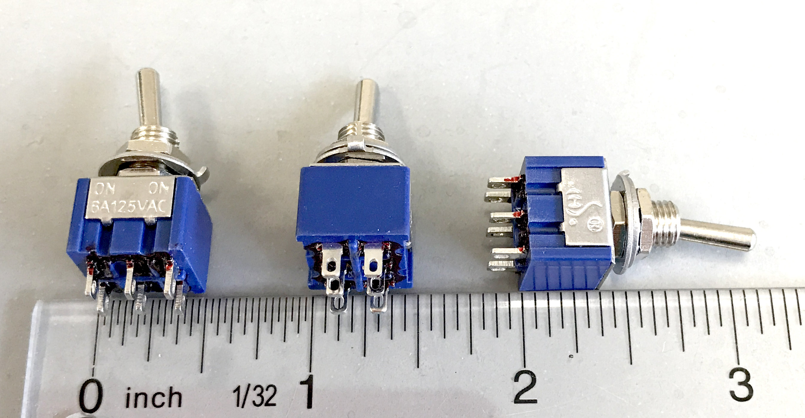 NCE 5 pack On/On DPDT Center Off Toggle Switch 5a/125v