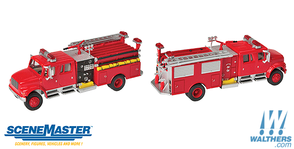 WALTHERS International(R) 4900 Crew Cab Fire Engine Assembled -- Red