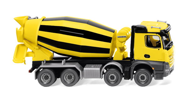 WIKING Mercedes-Benz Arocs Liebherr Concrete Mixer in Yellow and Black - plastic