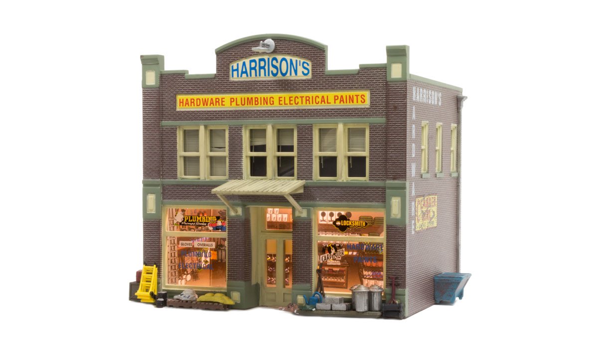 WOODLAND SCENICS Harrison's Hardware Lighted HO scale