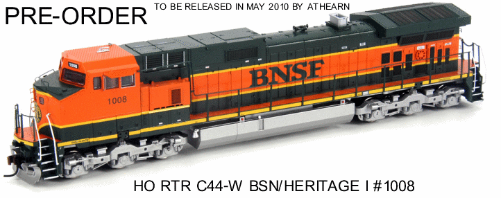 ATHEARN HO RTR C44-9W, BNSF/Heritage I #1008 
